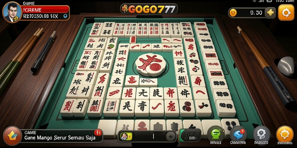 Tampilan gameplay GOGO77 yang menarik dan menantang dalam permainan Mahjong.