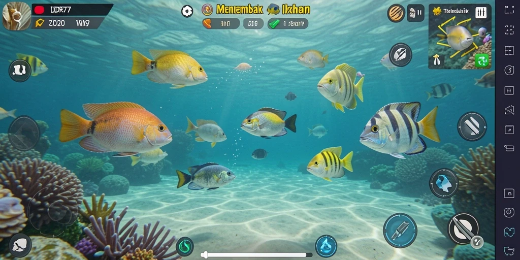 Screenshot menampilkan aksi seru dalam permainan Tembak Ikan.