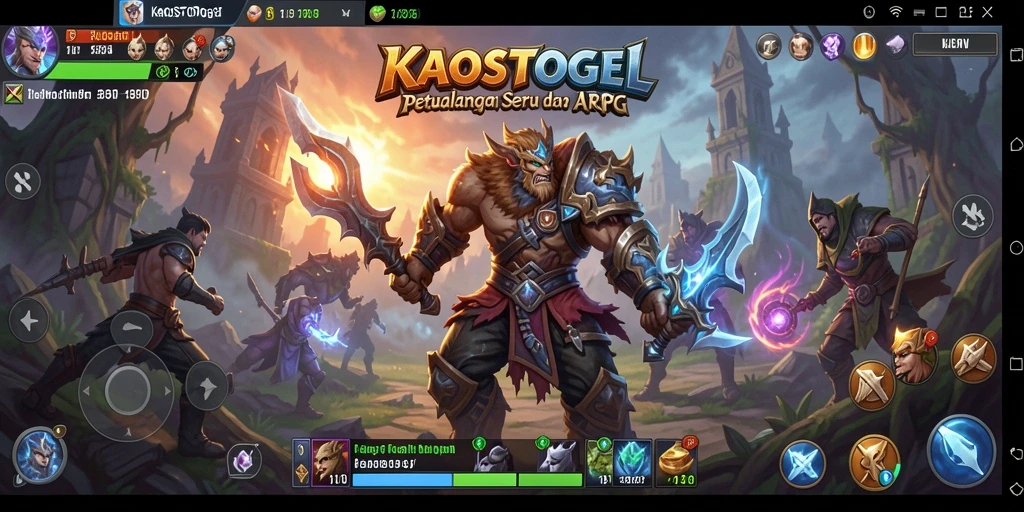 Screenshot menunjukkan aksi bertempur seru di dunia KAOSTOGEL.