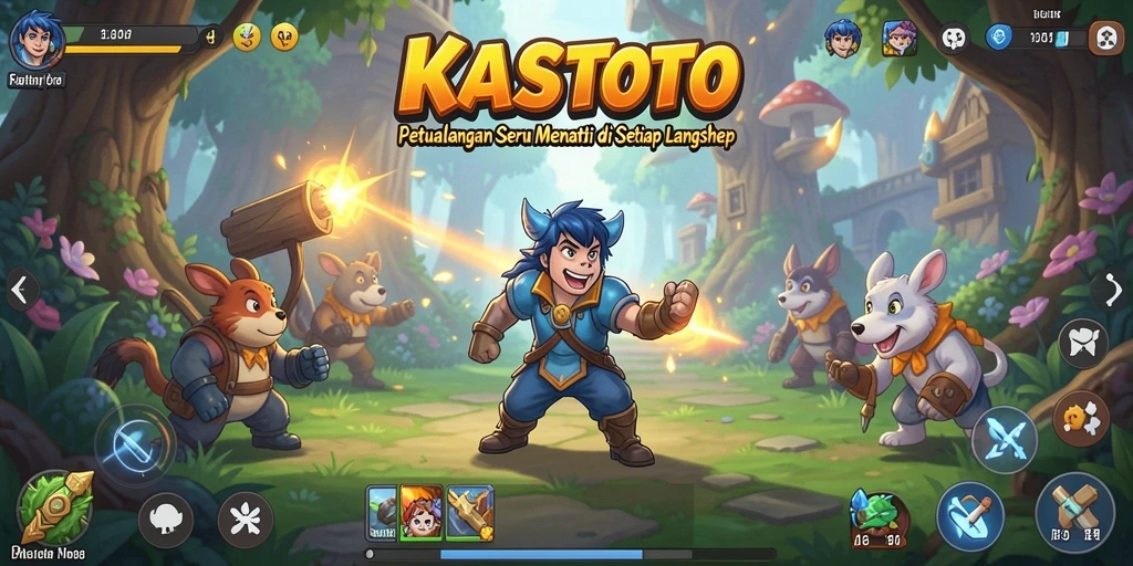 Tampilan gameplay KASTOTO dengan aksi petualangan yang mendebarkan.