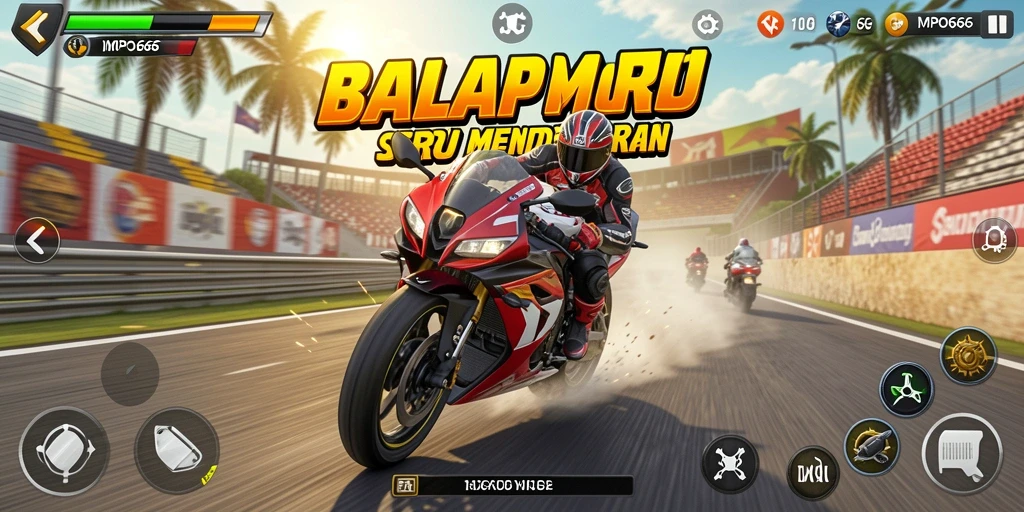 Screenshot menampilkan aksi balapan motor yang mendebarkan di MPO666.