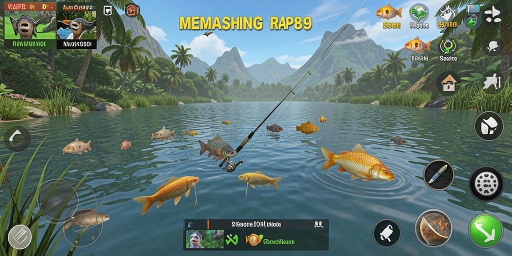 Gameplay menarik RAP89 dengan pemancing di tepi danau.