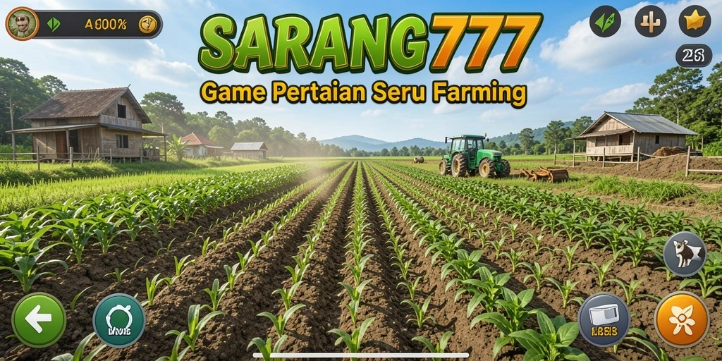 Tangkapan layar gameplay SARANG777 menampilkan aktivitas bertani yang seru dan interaktif.