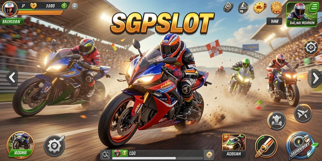 Tampilan menegangkan balapan motor di SGPSLOT.