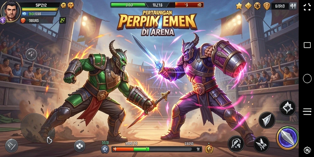 Tampilan gameplay SP212 dengan aksi bertarung yang intens dan karakter yang unik.