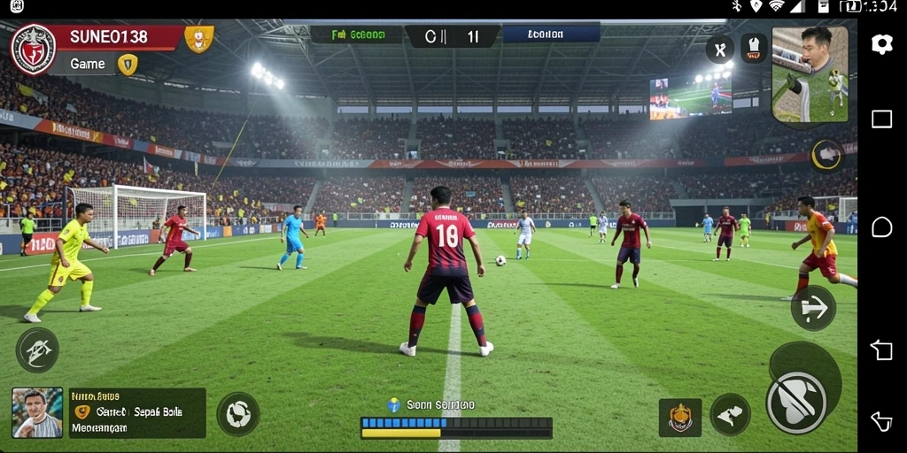 Screenshot menunjukkan pemain beraksi di lapangan dengan grafik memukau.