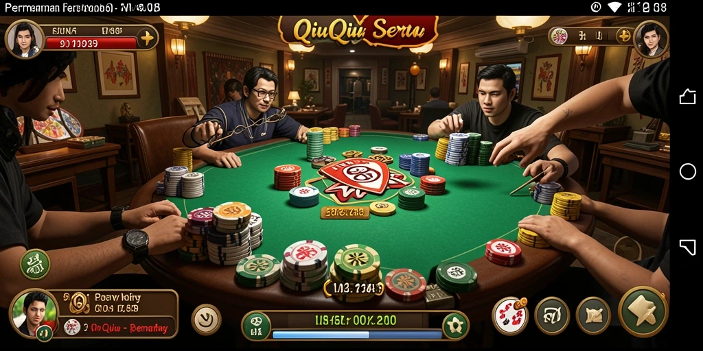 Screenshot gameplay seru dalam permainan QiuQiu di VM108.